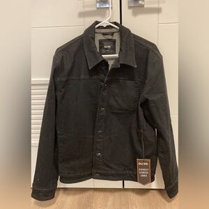 DU/ER Black denim flannel-lined medium Shirt Jacket with Versatile Design